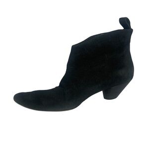 Marsell‎ Black Leather Ankle Boots Size 9.5 Stacked Heel Pull Tabs
